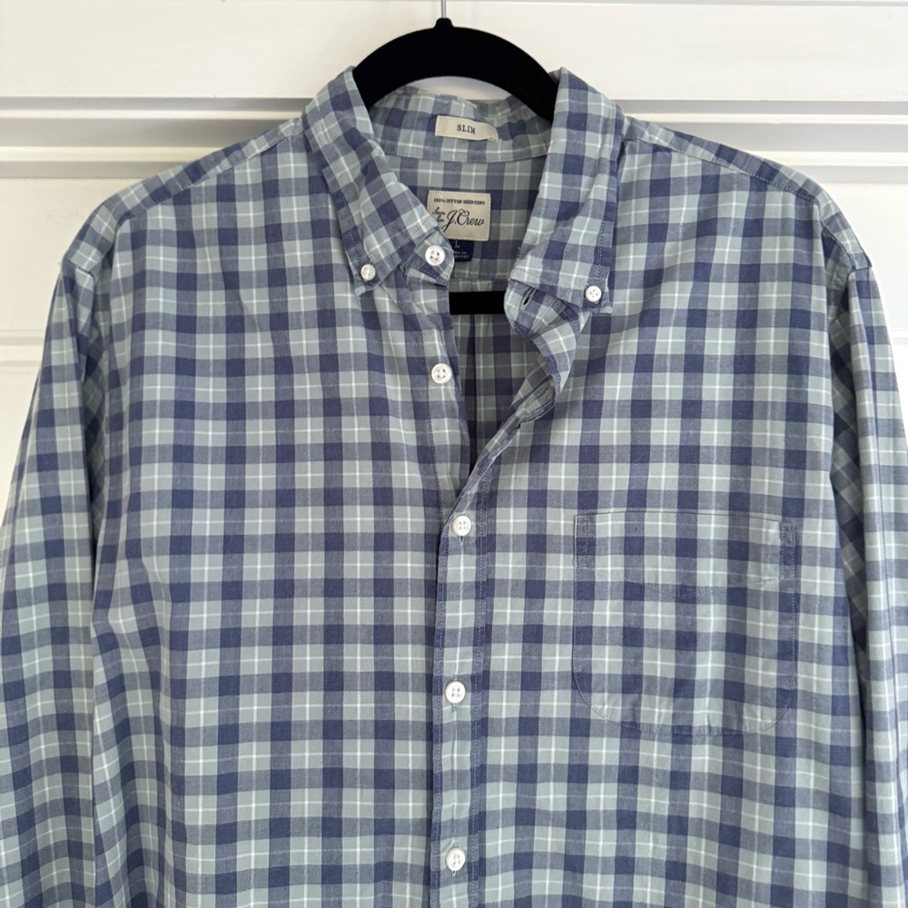 J. Crew Slim 100% Cotton Plaid Button Down Shirt, Large - Picture 2 of 6